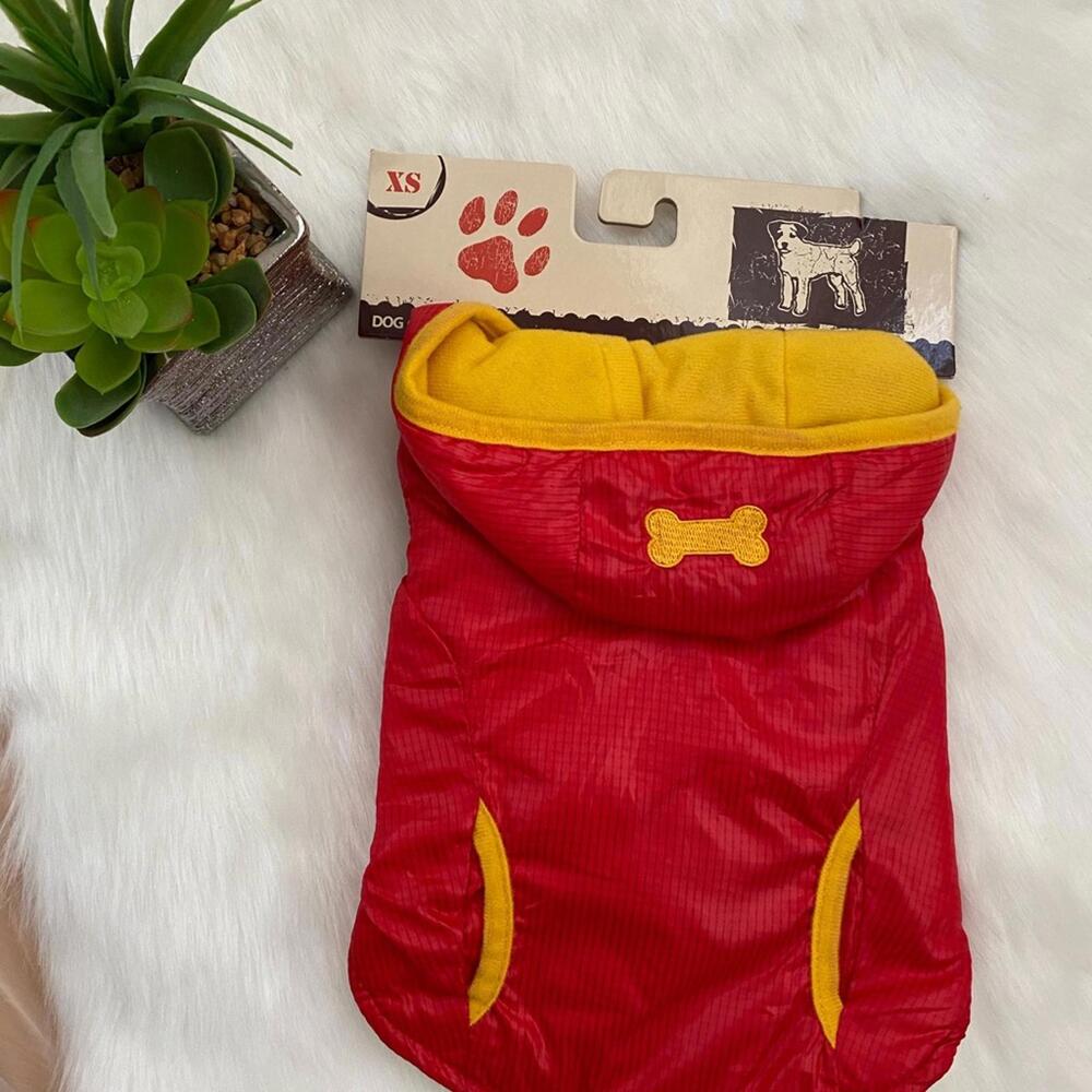 Walmart Red and Yellow Dog Hoodie Jacket XS